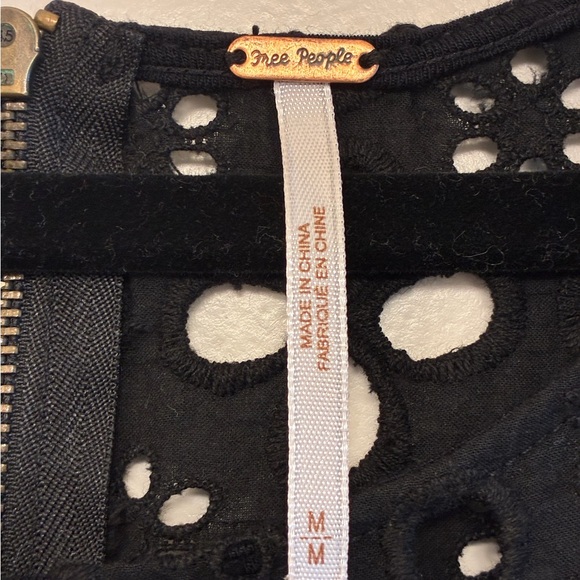 FREE PEOPLE 'Molly's Retro' Peplum Top Black Beige Women’s Size Medium - Picture 8 of 9